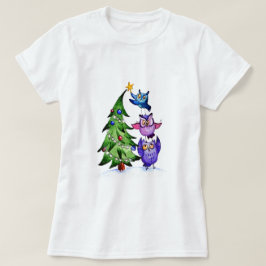 T-shirt Hiboux de Noël arbre de vacances