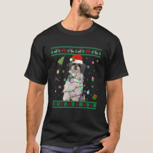 T-shirt hideux chien Shih Tzu lumières de Noël San