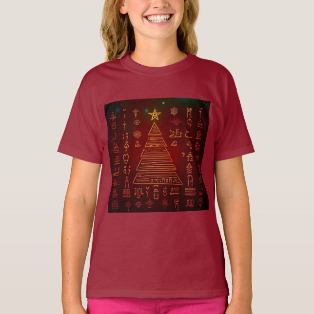 T-shirt Hiéroglyphes égyptiens de Noël 1 (Devant)