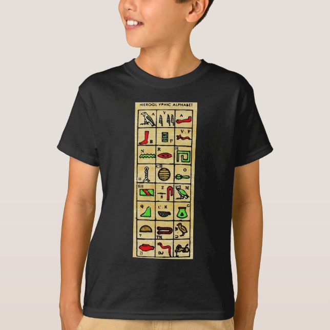 T-shirt Hiéroglyphes égyptiens, symboles alphabétiques (Devant)