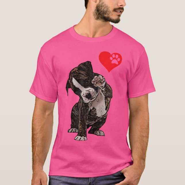 T-shirt High Five Heart Bulldog Pup I Love Boxer Dog Lover (Devant)