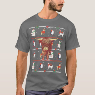 T-shirt Highland Cow Ugly Christmas