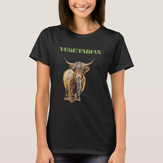 T-shirt Highland Cow  Vegetarian (Devant)