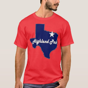 T-shirt Highland Park Texas Lone State Map TX City Navy Bl