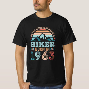 T-shirt Hiker né en 1963 60e anniversaire Randonnée Retr
