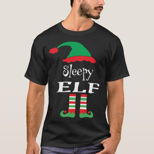 T-shirt Hilarious Feeling Sleepy Elf Chemise de Noël Match (Devant)