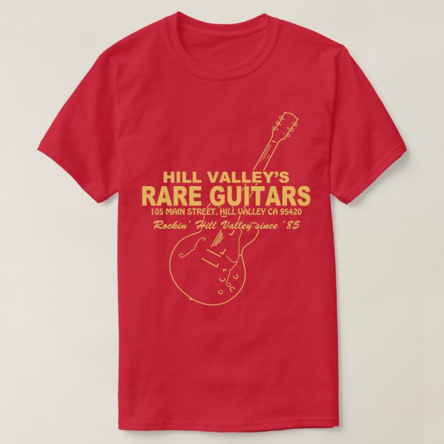T-shirt Hill Valley Rare Guitars Rockin Since 85 Gibby (Design devant)
