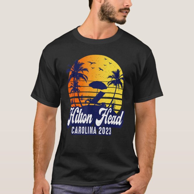 T-shirt Hilton Head 2023 Carolina Sunset Beach Retro (Devant)