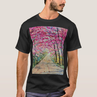 T-shirt Himalaya Cherry Roadside Aquarelle Paysage