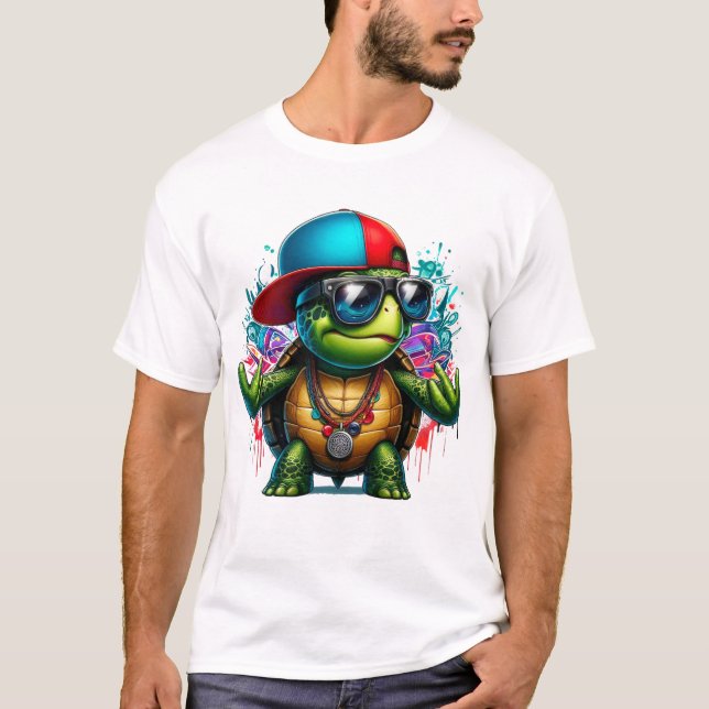 T-shirt hip hop de tortue cool (Devant)
