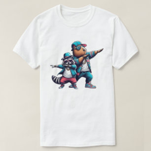 T-shirt Hip Hop Havoc: Capybara et Raccoon's Dab Dance Sh