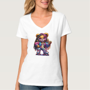 T-shirt Hip-Hop Roller Ours de patinage avec tresses