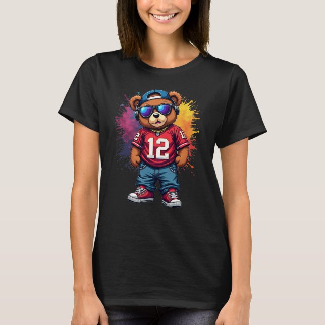 T-shirt Hip hop Teddy Bear Football (Devant)