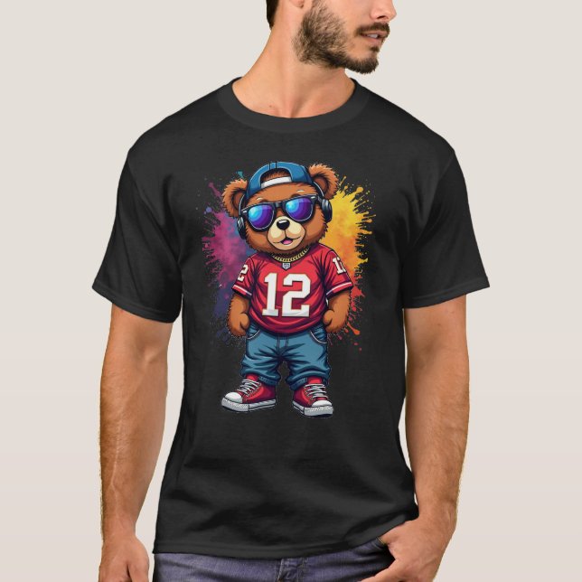 T-shirt Hip hop Teddy Bear Football (Devant)