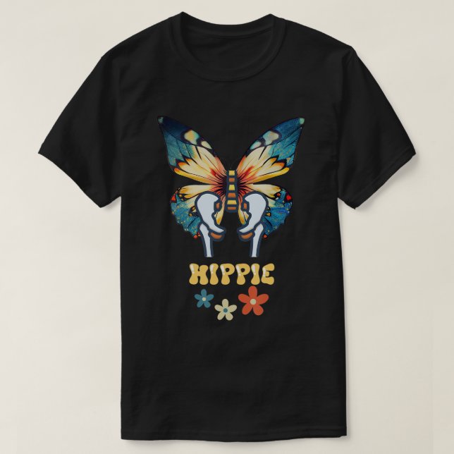 T-shirt Hip Joint Remplacement Hippie Papillon Retro 60s 7 (Design devant)