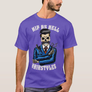 T-shirt Hip squelette barbier magasin ciseaux rasoir Hairs