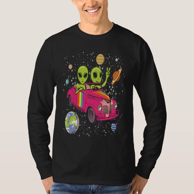T-shirt Hippie Alien Space Car  Techno EDM Minimal Spacesh (Devant)