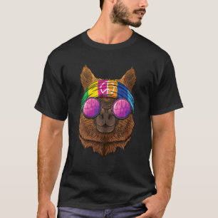 T-shirt Hippie Alpaca Love Peace Sign Les années 70 Hippi
