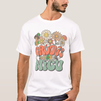 T-shirt Hippie Daisy Flower Nurse Retro