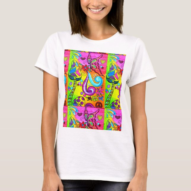 T-shirt hippie de flower power (Devant)