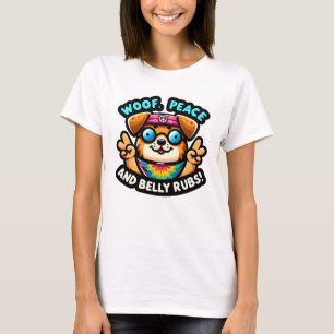 T-shirt Hippie des années 60 amusante "Paix de chien et ru