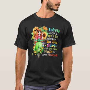 T-shirt Hippie Fille Vivre Avec Un Esprit Pour Aventure Hi