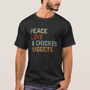 T-shirt Hippie Foodie Cadeau Paix Amour Et Poulet Nuggets