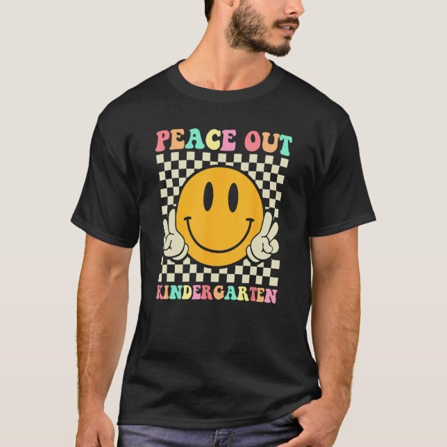 T-shirt Hippie Peace Out Kindergarten Teacher Kid Last Day (Devant)