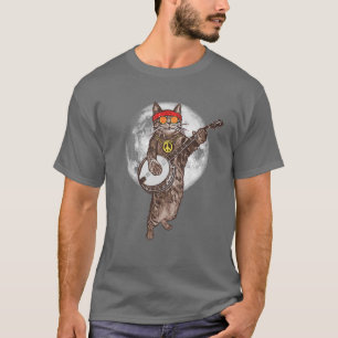 T-shirt Hippie psychédélique Banjo Chat ! Funny Bluegrass 