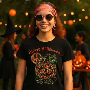 T-shirt Hippie psychédélique rétro Halloween Jack o' Lante