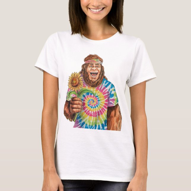 T-shirt Hippie Sasquatch Avec Tournesol (Devant)