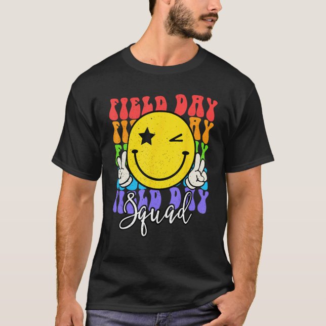 T-shirt Hippie Smile Face Field Day Squad Groovy Field Day (Devant)