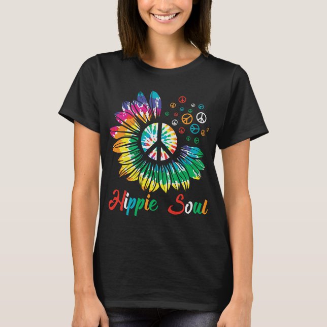 T-shirt hippie soul cravate die daise signe de paix (Devant)