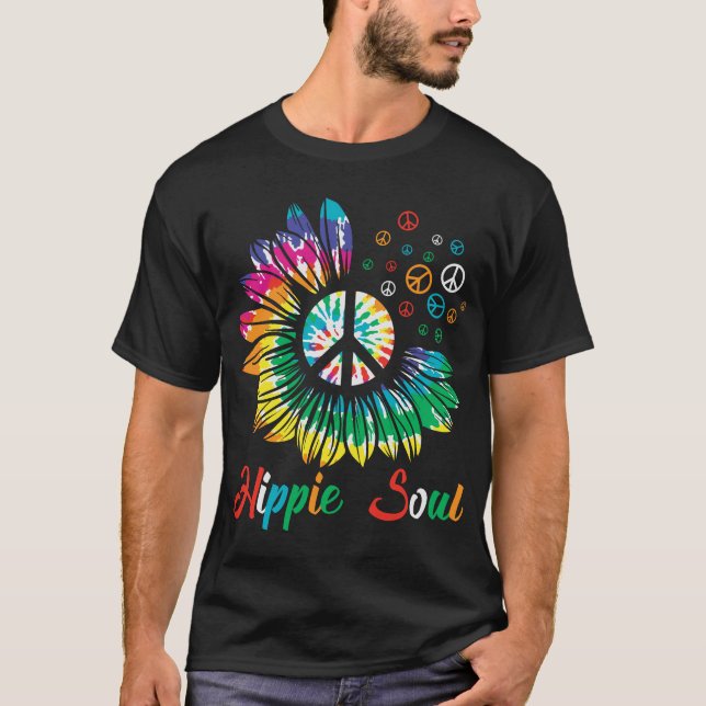 T-shirt Hippie-Soul-Tournesol-Tiedye-60s- (Devant)