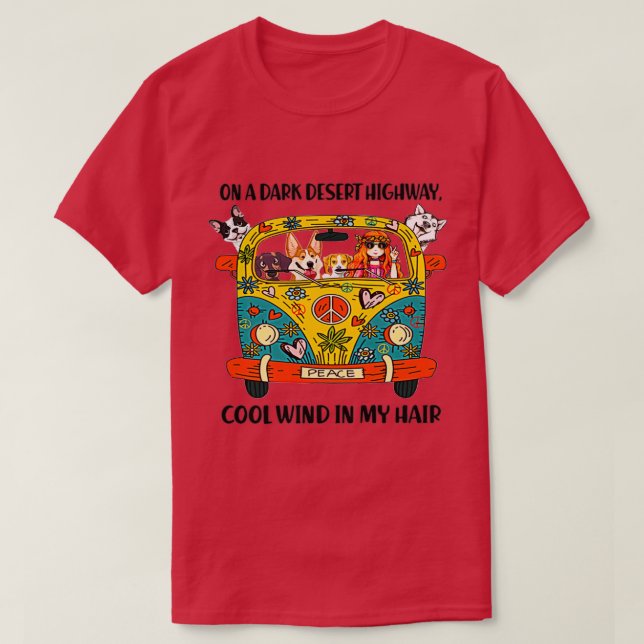 T-shirt Hippie Sur Un Cool De Route Du Désert Sombre Dans  (Design devant)
