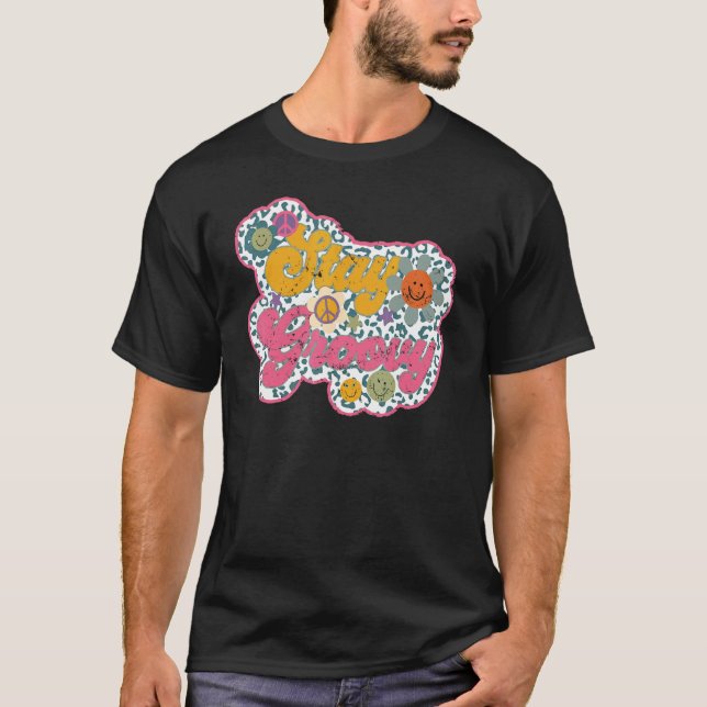 T-shirt Hippie Tournesol Rétro Restez Super esprit positif (Devant)