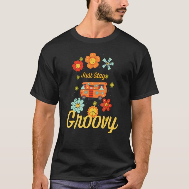 T-shirt Hippie Tournesol Rétro Restez Super esprit positif (Devant)