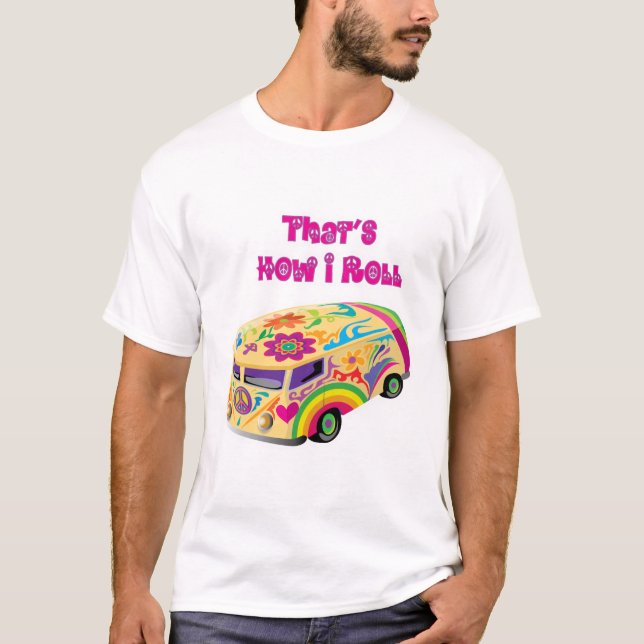 T-shirt hippie van retro comment je roule (Devant)