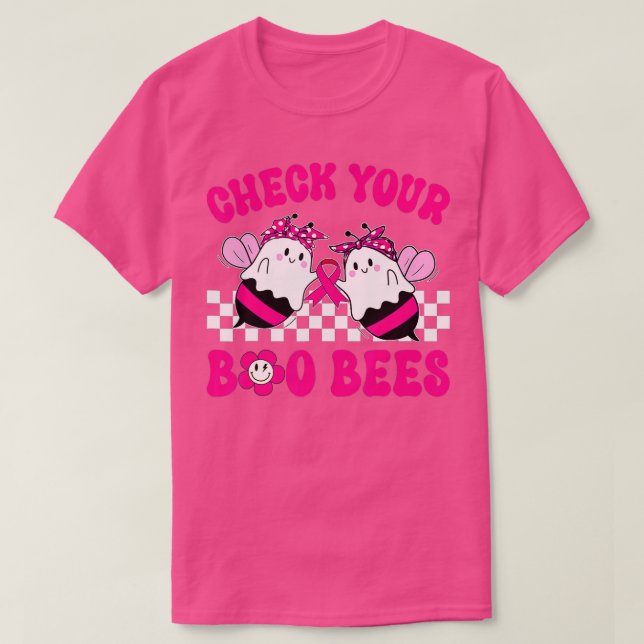 T-shirt Hippie Vérifiez votre Boo Bees Cancer du sein Hall (Design devant)
