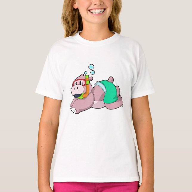 T-shirt Hippo à la plongée avec tuba (Devant)