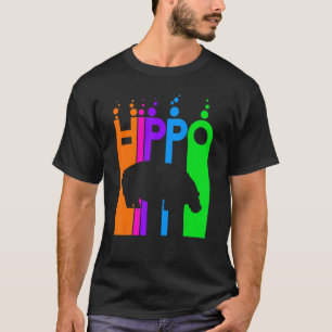 T-shirt Hippo Animal Rainbow Bubble Avec Silhouette
