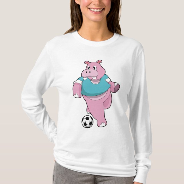 T-shirt Hippo as Soccer player with Soccer.PNG (Devant)