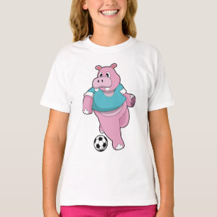 T-shirt Hippo as Soccer player with Soccer.PNG