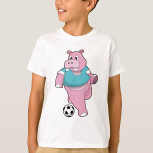 T-shirt Hippo as Soccer player with Soccer.PNG