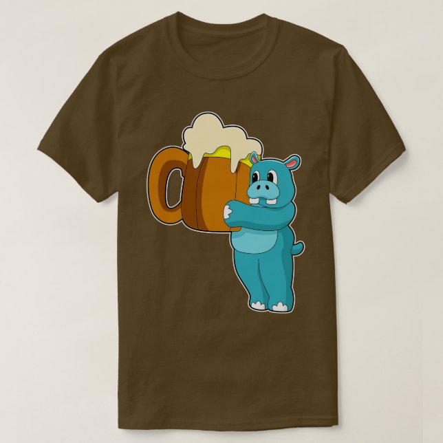 T-shirt Hippo avec Mug de bière (Design devant)