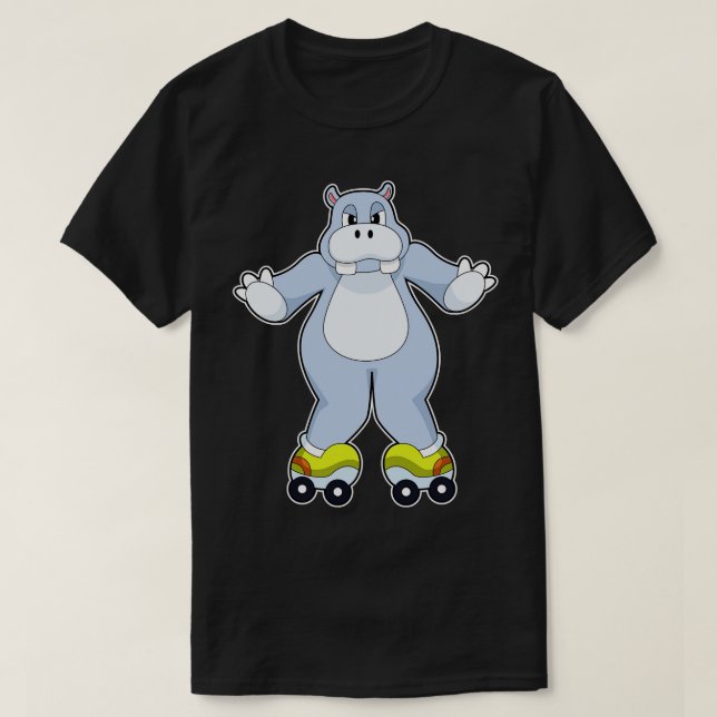 T-shirt Hippo avec patins à rouleaux (Design devant)