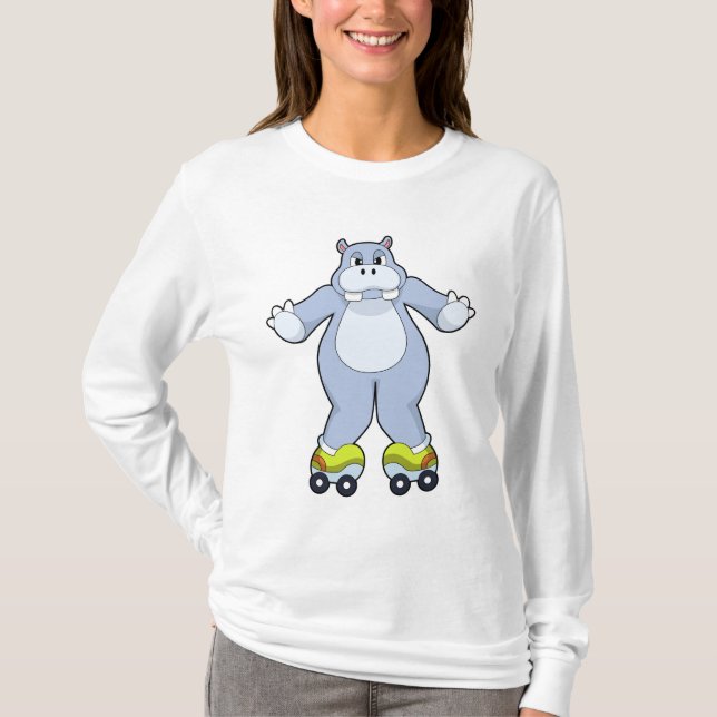 T-shirt Hippo avec patins à rouleaux (Devant)