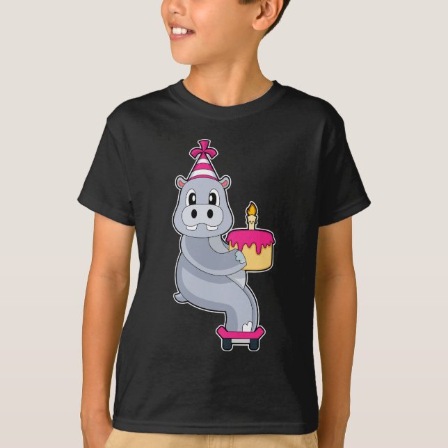 T-shirt Hippo Birthday Skateboard (Devant)