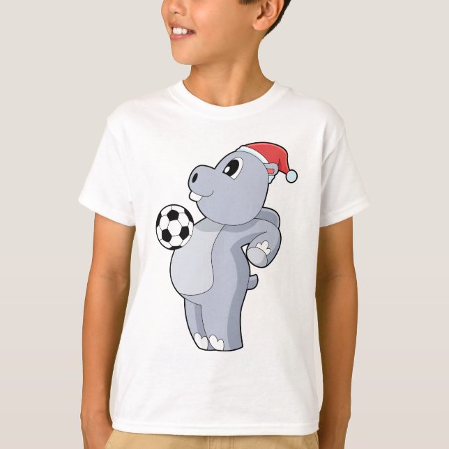 T-shirt Hippo Christmas Soccer (Devant)