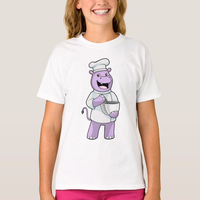 T-shirt Hippo comme chef avec bol (Devant)